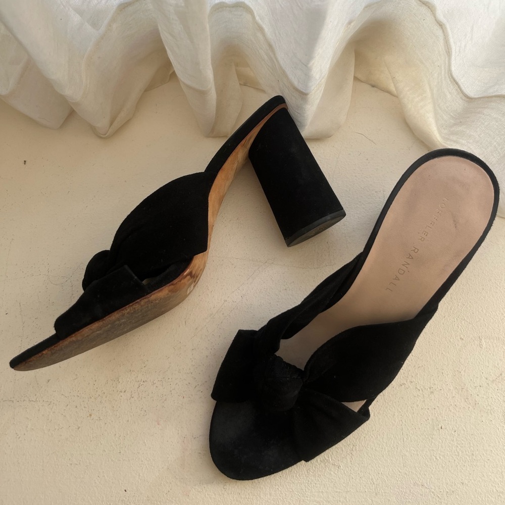 Loeffler Randall Black Coco Knotted Suede Mule Heels